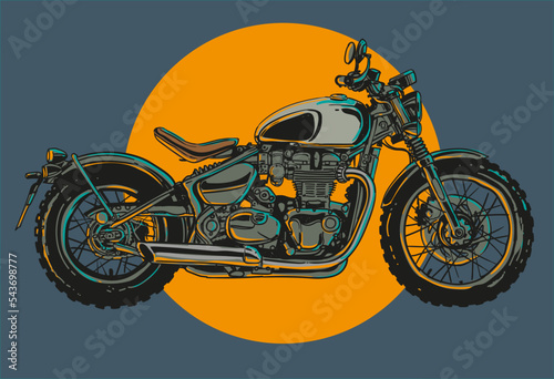 hand draw custom motorcycle vector illustration