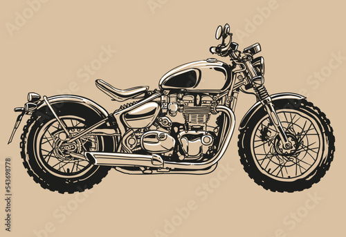 hand draw custom motorcycle vector illustration