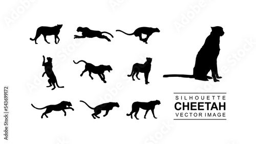 various cheetah silhouette set stock vector