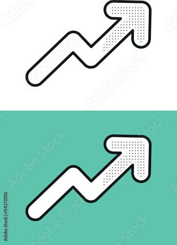 Growth investment chart arrow icon illustration vector icon with dots