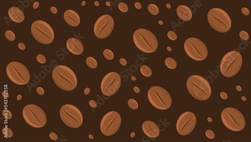 Coffee beans seamless pattern. Brown coffee beans random seamless pattern. Brown beans seamless pattern vector.