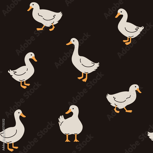 Seamless trendy pattern with duck. Outline vector illustration for prints  clothing  packaging and postcards.