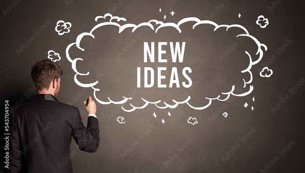 businessman drawing a cloud with inscription businessman drawing a cloud with inscription
