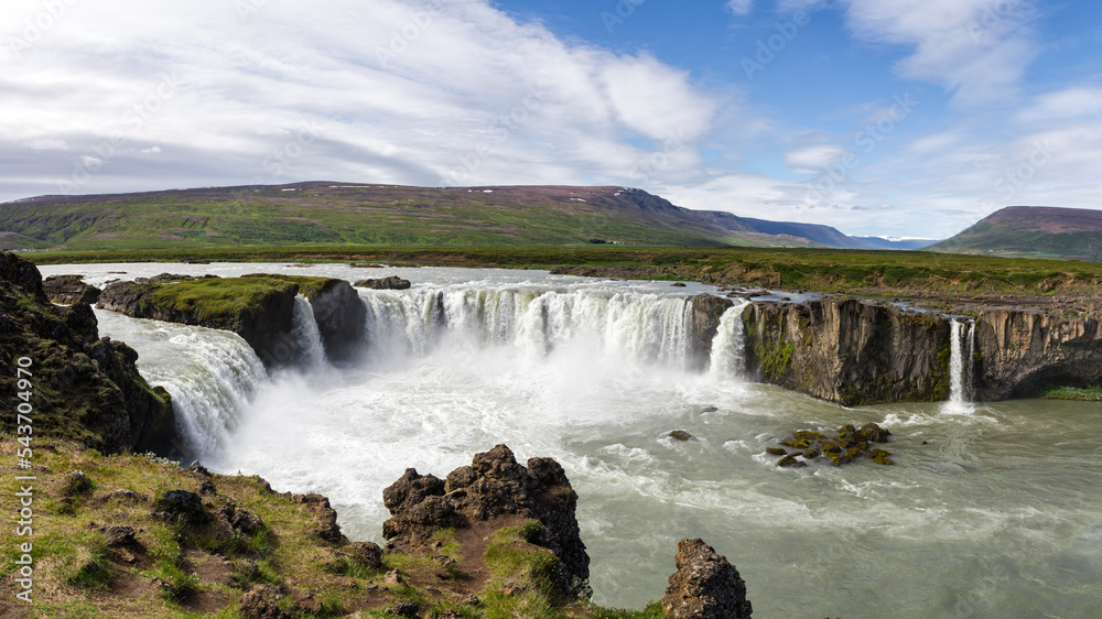 the famous godafoss waterfall in Iceland in summer the famous godafoss waterfall in Iceland in summer