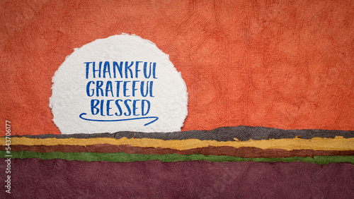 Bild auf Leinwand thankful, grateful, blessed inspirational words, Thanksgiving holiday concept -