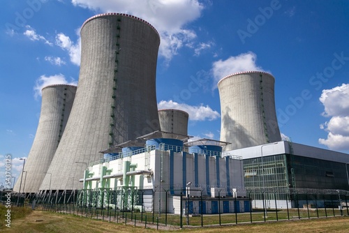 Cooling towers at nuclear power plant  energy self-sufficiency  Dukovany  Czech Republic