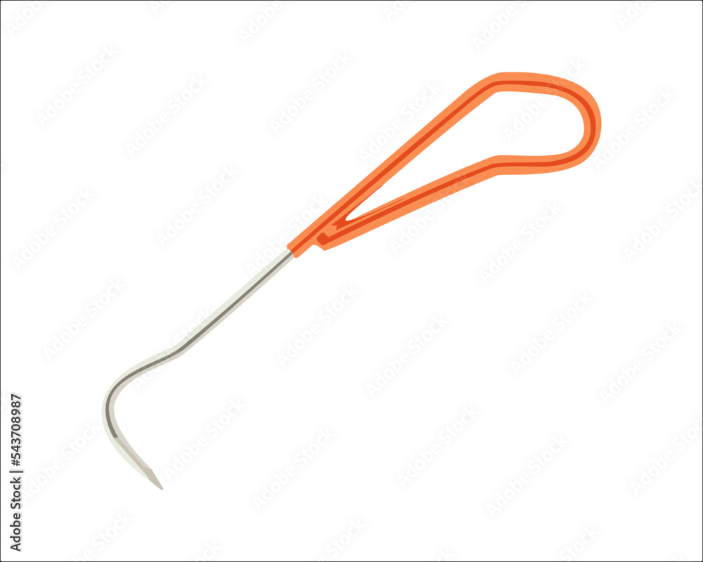 Vector Illustration of Root Pick Rake, Claw Root Hook Gardening Steel Hook with Ergonomic Handle isolated on white background. Gardening hand tools