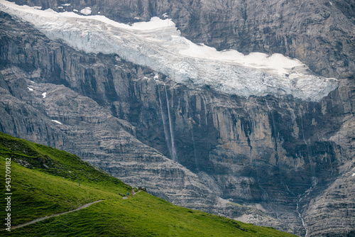 Kleine Scheidegg, Eigergletscher, Jungfrau Bahn, Eiger North Wall, Monch in the Background, Lauterbrunnen, Switzerland photo