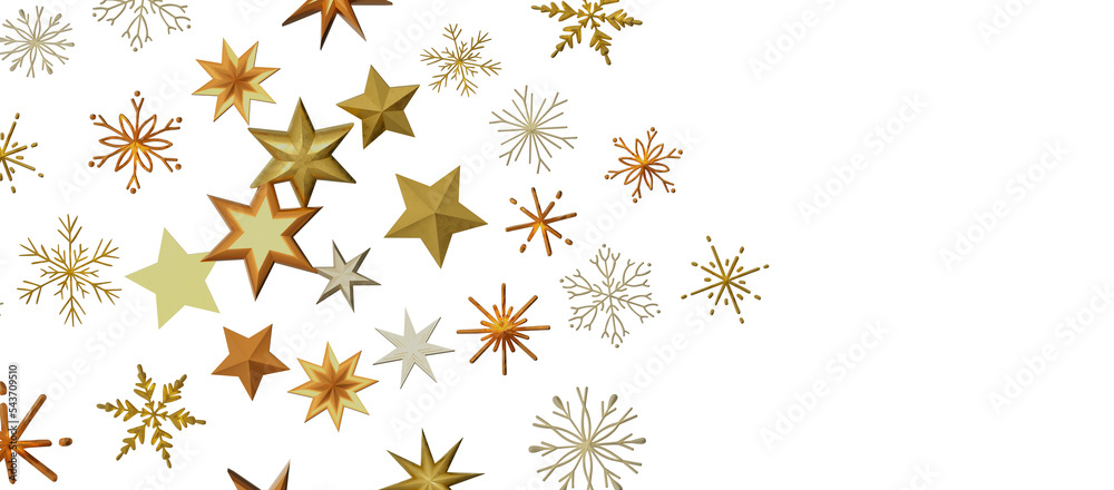 Abstract Gold Star Falling Soft Focus Background, 3D rendering.