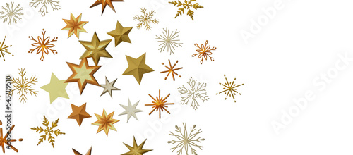 Abstract Gold Star Falling Soft Focus Background  3D rendering.