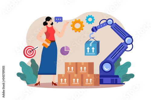 Warehouse Automation Illustration concept on white background