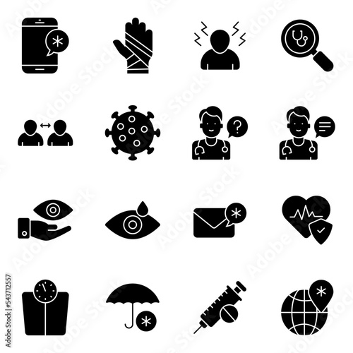 Pack of Medical and Dentology Solid Icons

