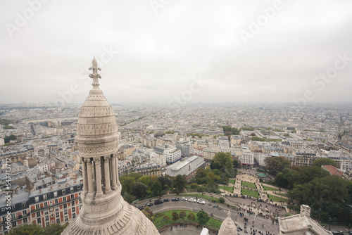 Beautiful Panoramic View of Paris during a Cloudy Day