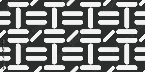 Pattern of rounded elongated shapes. Vector and seamless pattern with repeating shapes, white sticks texture.