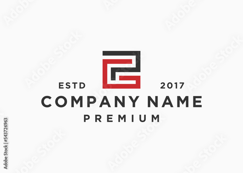 letter pg square logo design vector illustration template