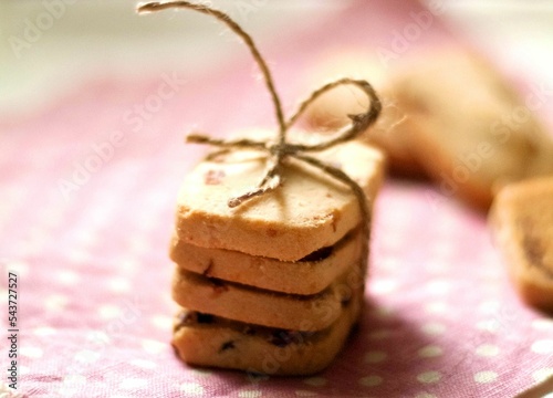 Beautiful closeup of a cookies composition with blurred background