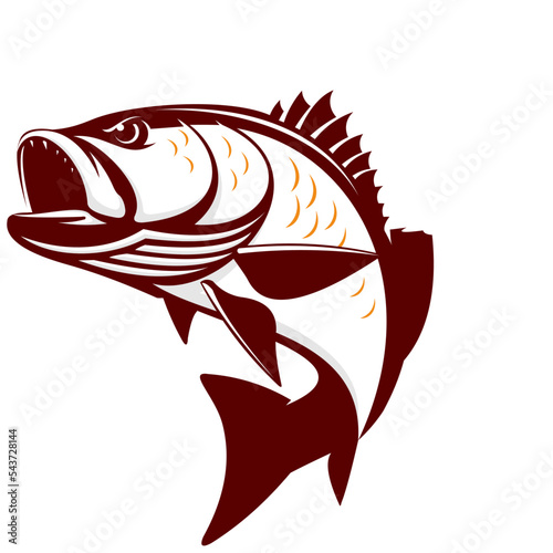 Snapper fishing Logo, unique and fresh snapper fish jumping out of the water. great to use as your snapper fishing activity.  photo
