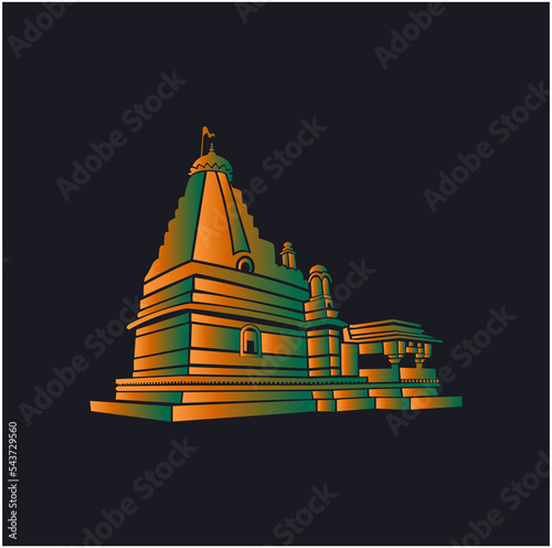 Grishneshwar temple (lord Shiva temple) icon. Grishneshwar mandir symbol. photo