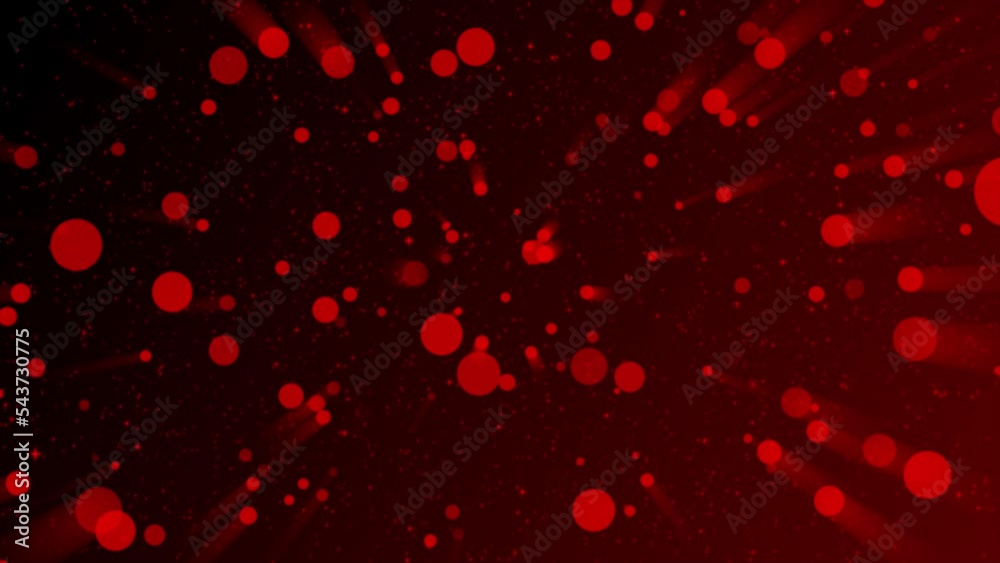 Animated red particles with red light rays background Animated red particles with red light rays background