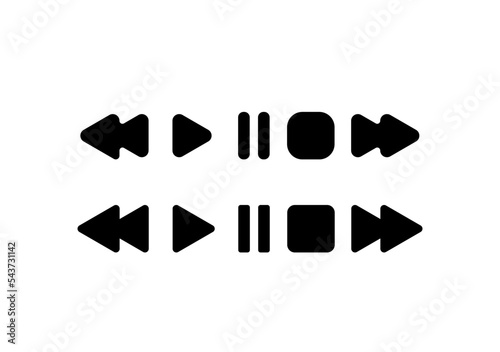 Music and video interface vector icon. pause, stop, reverse and forward icon.