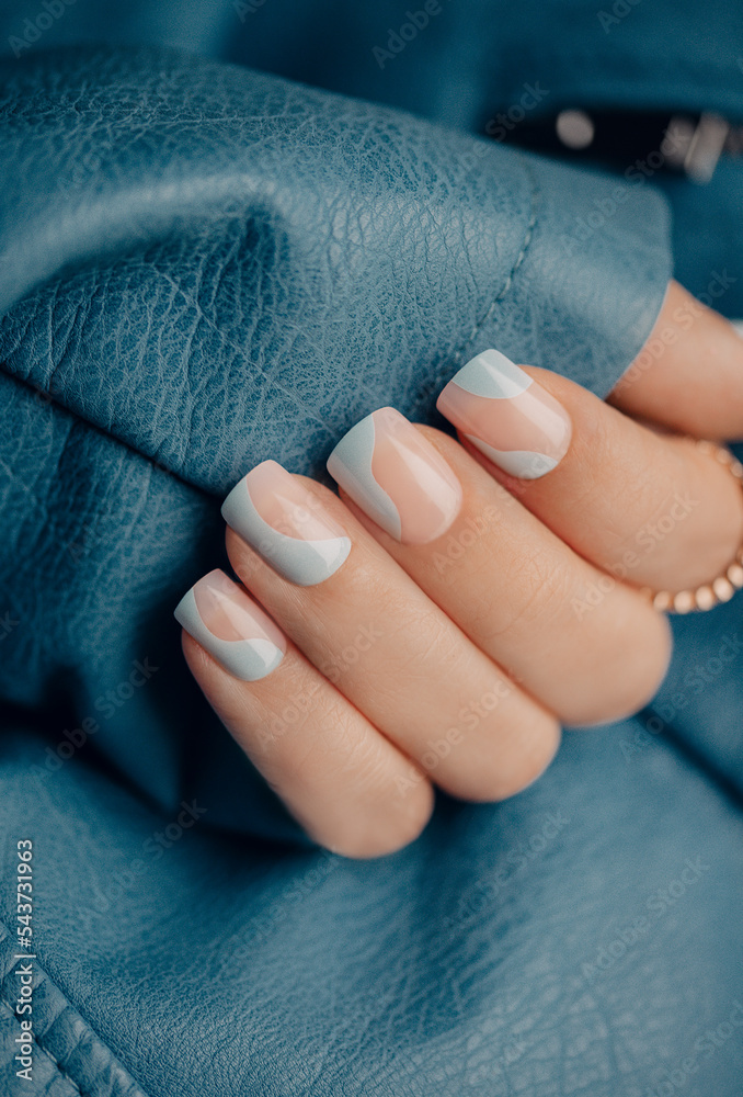 Nail Polish. Art Manicure. Modern Style Blue Nail Polish.Stylish Pastel  Color. Stock Photo, Picture and Royalty Free Image. Image 137687658.