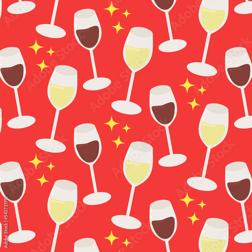  Wine, stars, vector, pattern, seamless, red wine, white wine, glass, winter, drink, Christmas, beverage, alcohol, celebration, background, for print, textile, wrapping paper, gift cards
