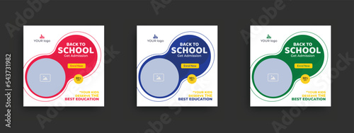 education advertisement school admission social media layout. back to school admission promotion for editable social media post banner template 