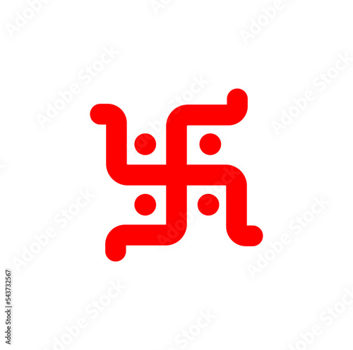 Hindu holy Swastika vector symbol. Red swastika icon.