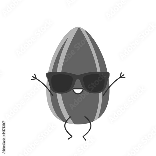Sunflower seed jumping greeting cute character cartoon smiling face cheerful kawaii joy happy emotions icon vector illustration.