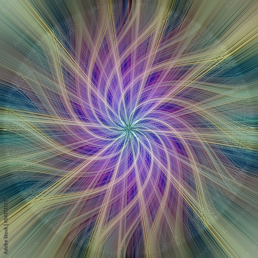 colorful fine line art with a radiating and spinning effect in pale ...