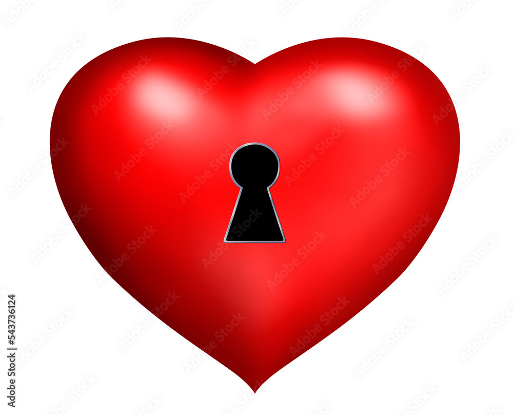 Red heart with keyhole. Red heart with keyhole.