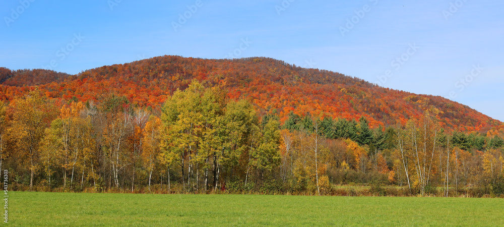 North america fall landscape eastern townships Bromont Quebec province Canada
