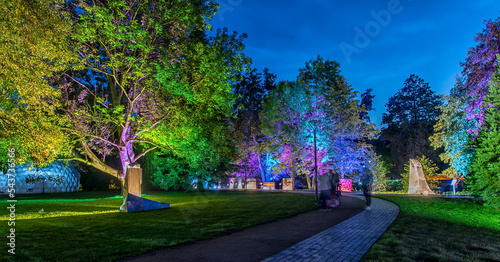 illuminated autumn park Bad Bevensen Germany