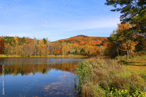 North america fall landscape eastern townships Bromont Quebec province Canada