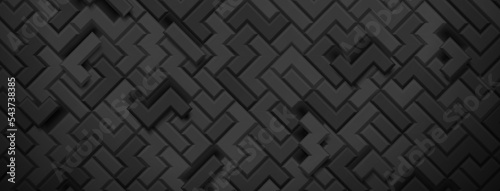 Abstract background made of tetris blocks in black and gray colors