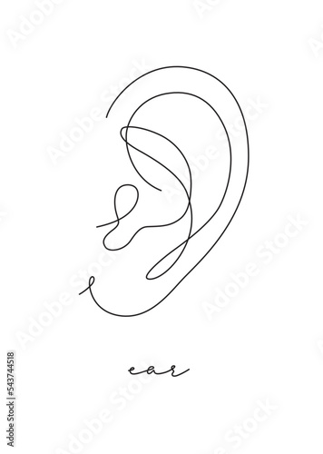Obraz na płótnie Pen line poster ear drawing in pen line style on white background w salonie