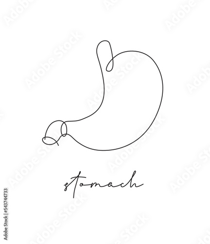 Pen line poster stomach drawing in pen line style on white background
