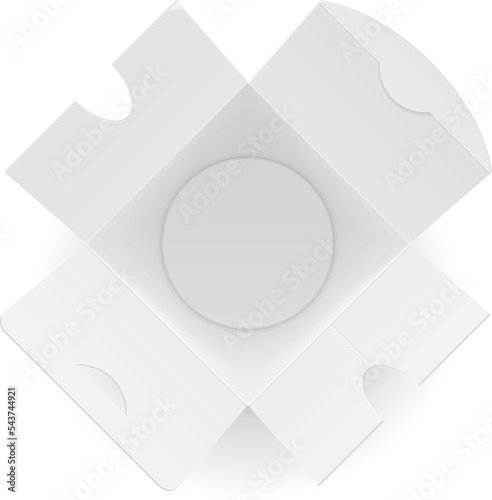 Mockup Cardboard Food Tub Box Asian, Chinese, Thai, Korean . Wok, Udon, Rice, Kimchi, Soba, Crystal, Glass Noodles. Illustration Isolated On White Background. Mock Up Template Ready For Your Design.