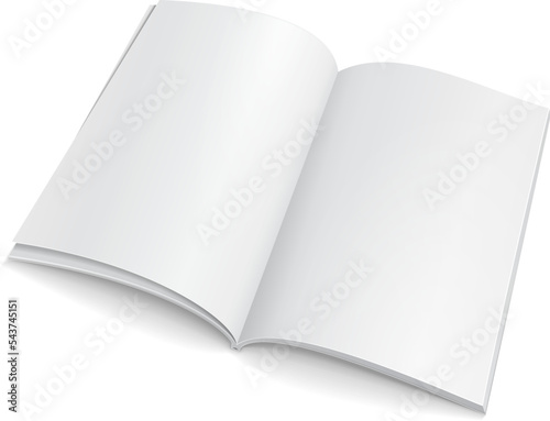 Mockup Blank Flying Magazine, Book, Booklet, Brochure, Cover. Illustration Isolated On White Background. Mock Up Template Ready For Your Design. Vector EPS10