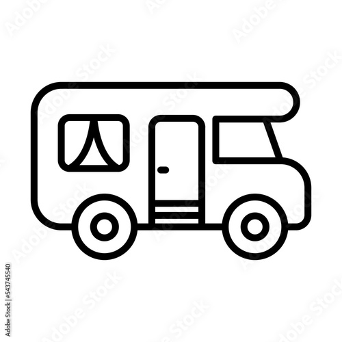 Camper Van, Caravan Icon Logo Design Vector Template Illustration Sign And Symbol Pixels Perfect