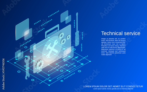 Technical service flat 3d isometric vector concept illustration