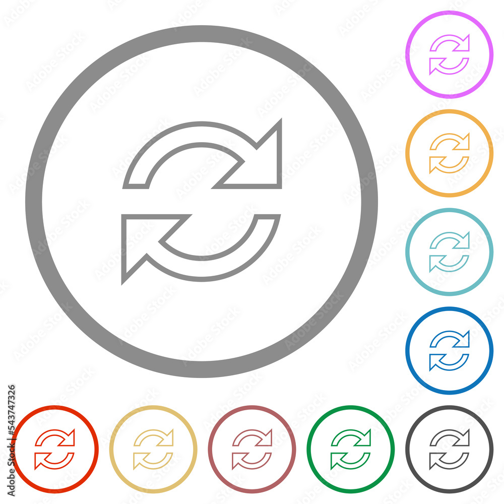 Refresh arrows outline flat icons with outlines Refresh arrows outline flat icons with outlines