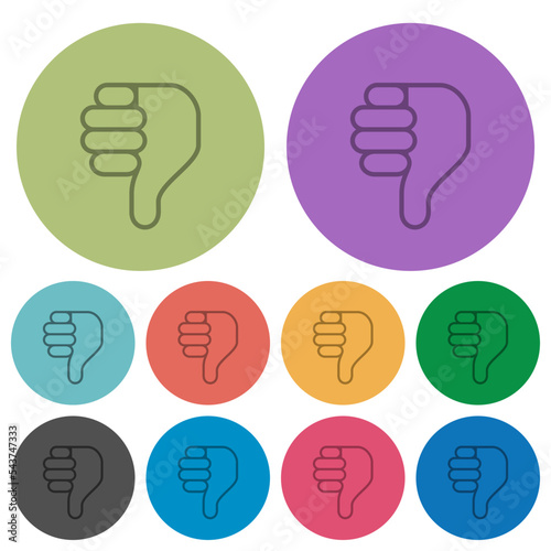 Right handed thumbs down outline color darker flat icons