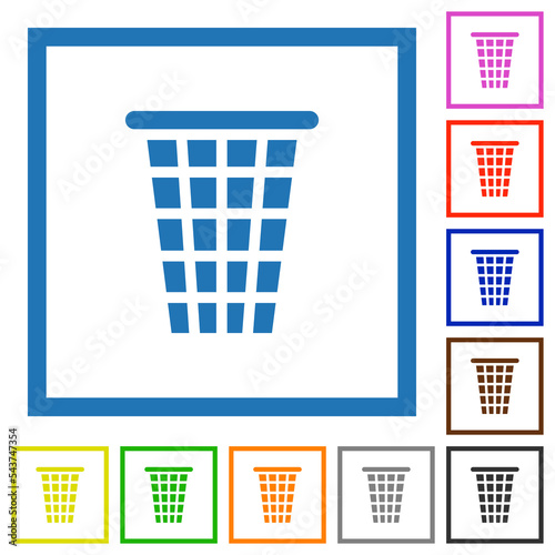 Single empty tall trash solid flat framed icons