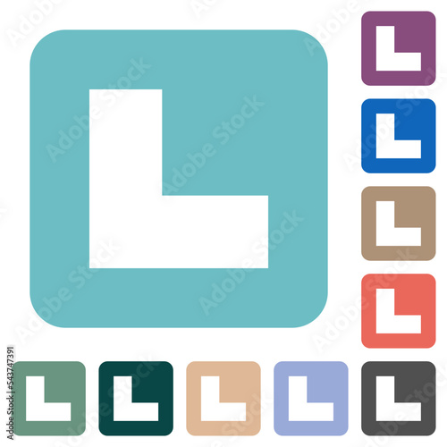 Bottom left angle arrow solid rounded square flat icons