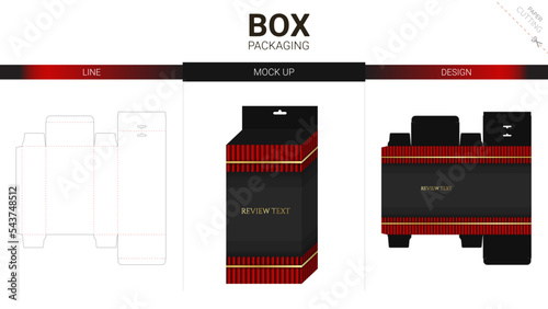 Box packaging and mockup die cut template	
