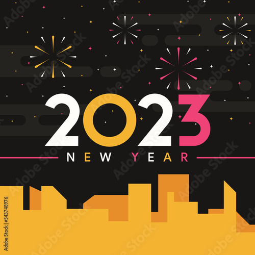 flat new year social media post template