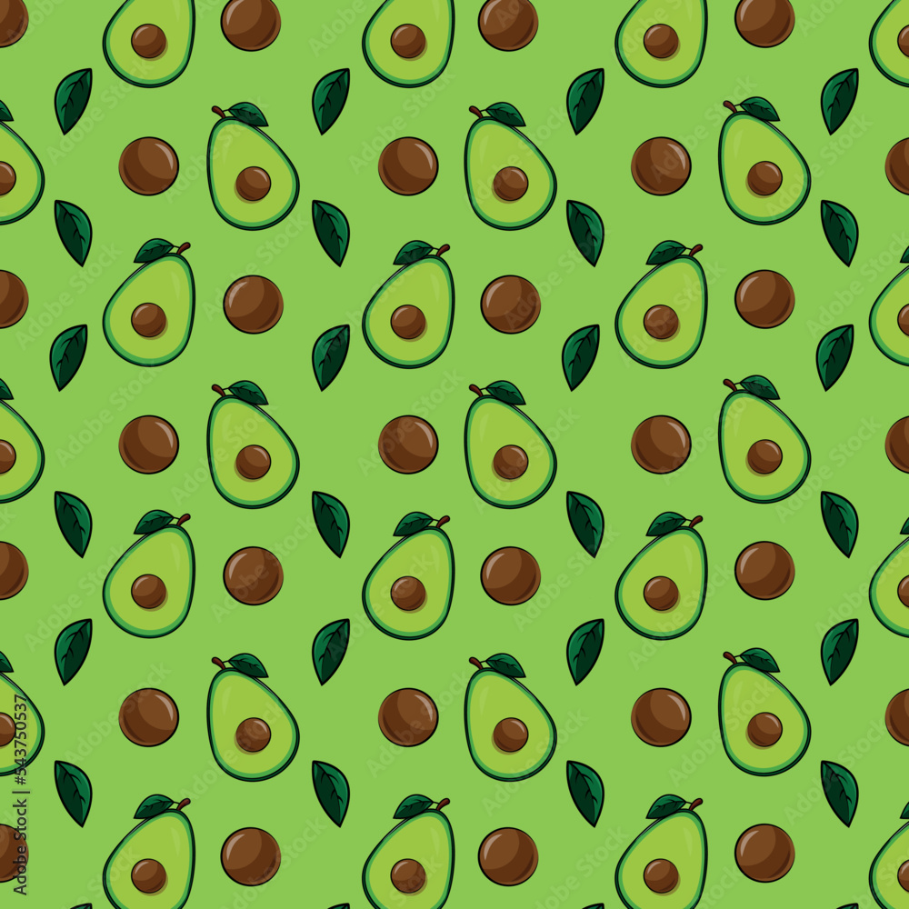 Avocado seamless pattern, on green background
vector illustration Avocado seamless pattern, on green background
vector illustration