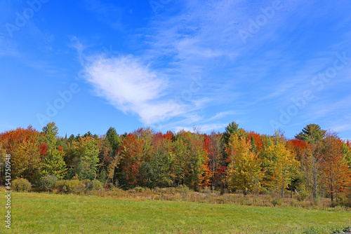 Fall landscape eastern townships Bromont Quebec province Canada