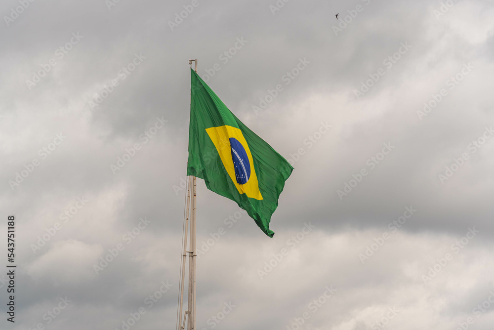 Brazilian flag flying on an iron bar Brazilian flag flying on an iron bar